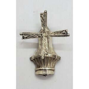 Vintage Brooch Figural 3-D Windmill Moves Spins Sterling Silver Holland Lang